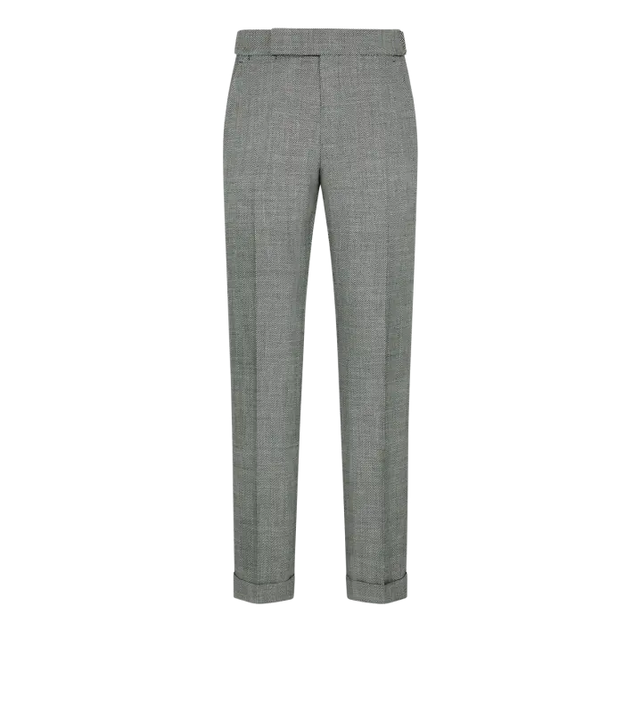 WOOL SILK LINEN SHARKSKIN PANT BLACK AND WHITE online